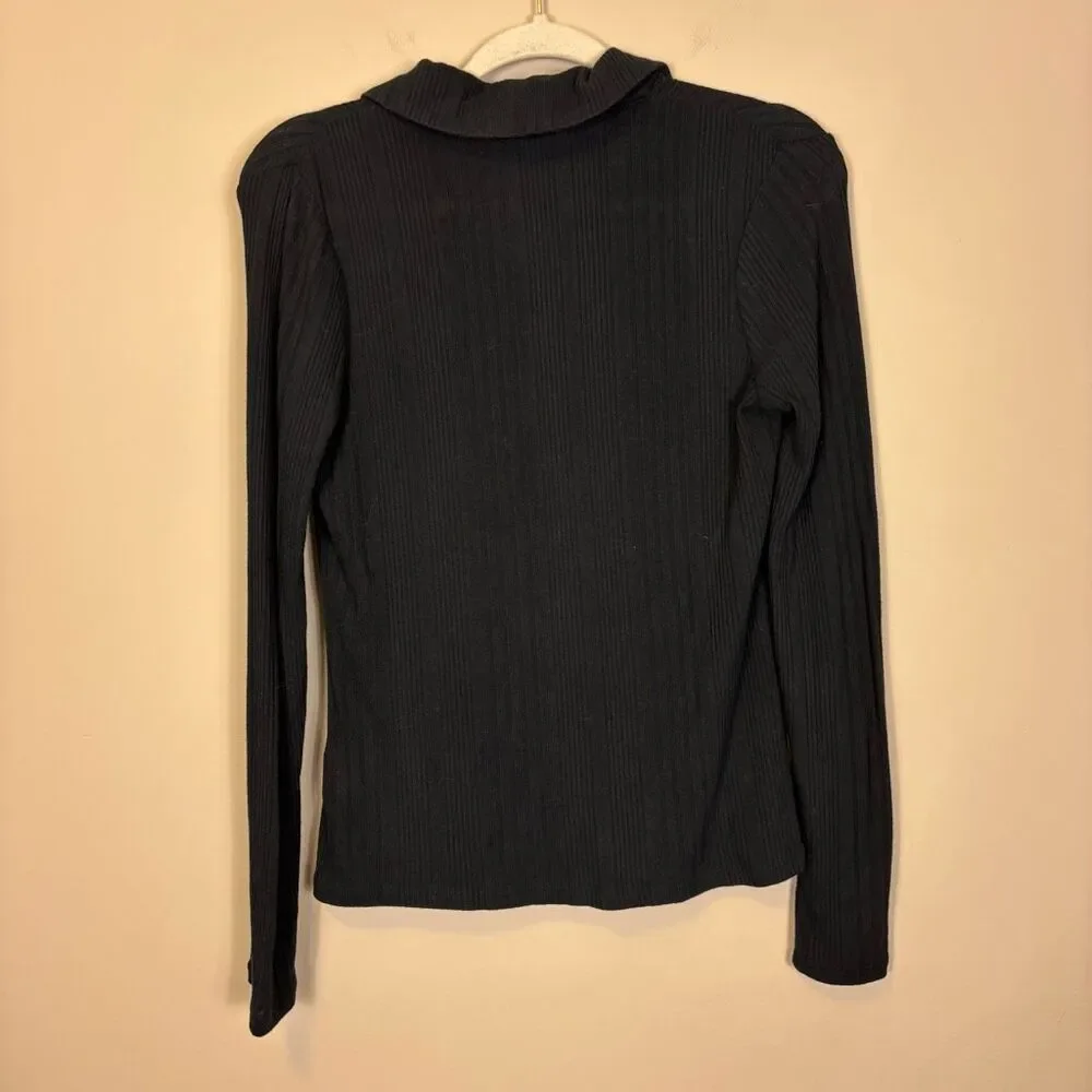Boden Ribbed Collared Button‎ Front Long Sleeve Top US 6